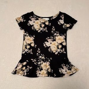 Black and Floral Peplum Top